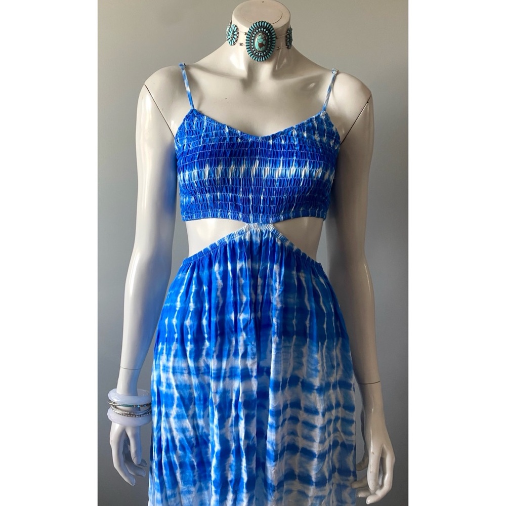 Dance & Marvel Brand Blue Tie-Dye Dress
